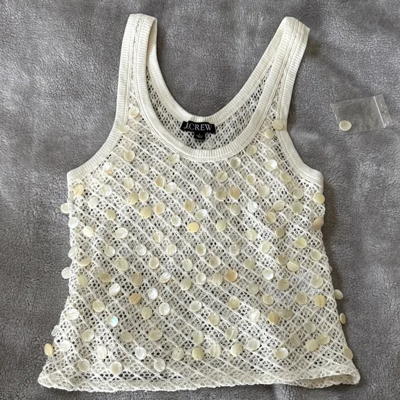 J. Crew Crochet Shell Embroidered Tank Top - Picture 2 of 4